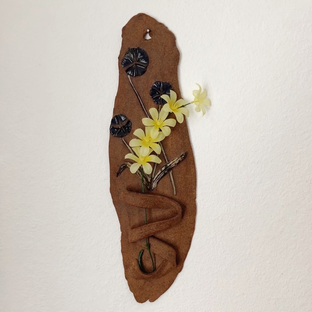 Vintage 1970’s Boho Handmade Stoneware Studio Pottery Wall Pocket Vase